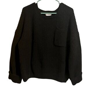 Talulah Chunky Knit Cropped Cuffed  Black Sweater Women’s Large